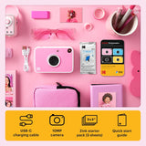 KODAK Printomatic+ Instant Print Camera (Pink) 10MP,  RGB LED, Zink Photo Prints